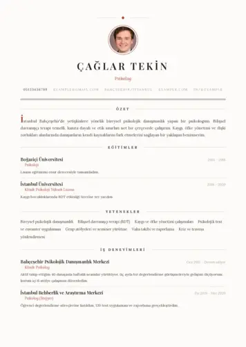 Psikolog CV Örnekleri cv indir